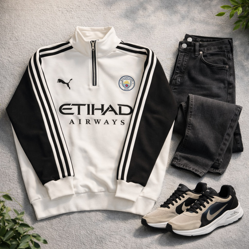 دورس نیم زیپ منچستر سیتی-سفید