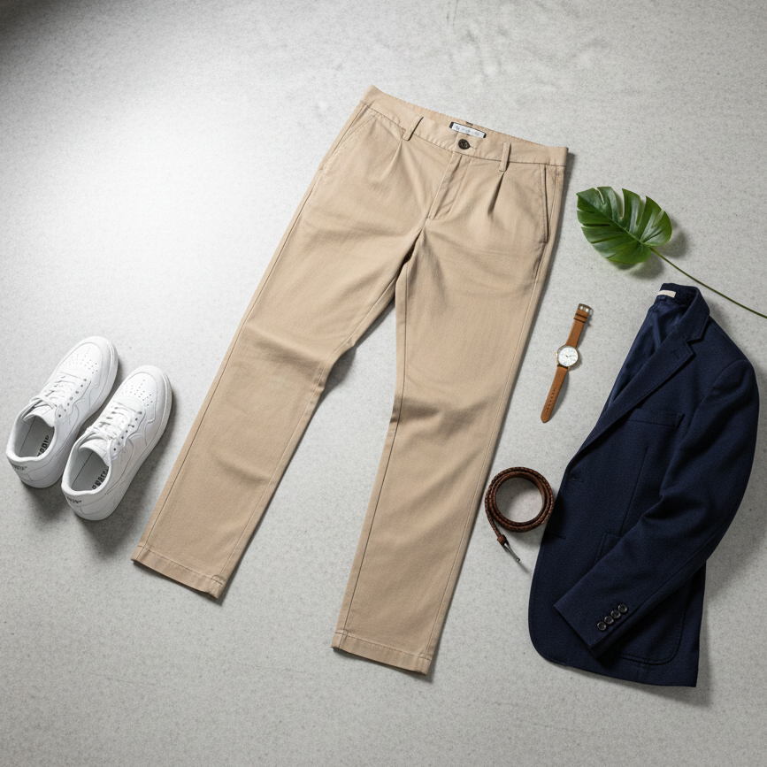 شلوار مردانه بنگال کش دم پا ساده مدل Behnam-کرم