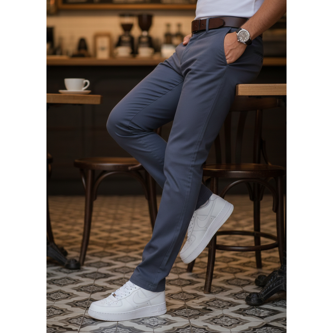 شلوار مردانه بنگال کش دم پا ساده مدل Behnam-طوسی تیره