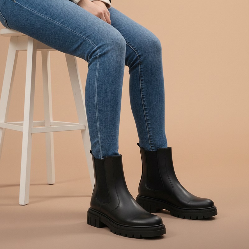 نیم بوت زنانه چلسی دوطرف کش-مشکی